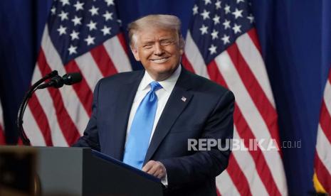 Presiden Donald Trump berbicara pada hari pertama Konvensi Nasional Partai Republik, Senin (24/8), di Charlotte, N.C. Trump berjanji AS segera mendistribusikan vaksin Covid-19 sebelum akhir 2020. (ilustrasi)