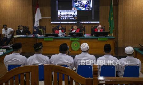 Suasana jalannya sidang Peninjauan Kembali (PK) kasus pembunuhan Vina Cirebon di Pengadilan Negeri Kota Cirebon, Jawa Barat