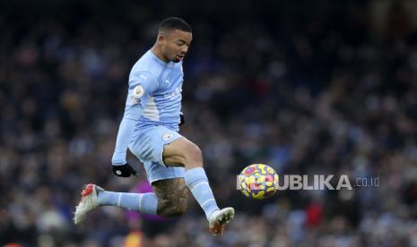 Striker Manchester City Gabriel Jesus. Arsenal dikabarkan kian dekat untuk mendapatkan jasa Gabriel Jesus.