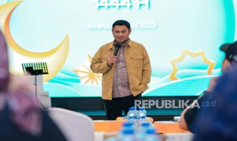 Corporate Secretary Bank Mandiri Rudi As Aturridha saat membuka acara  Silaturhami di Bulan Ramadhan, Kamis (13/4/2023).