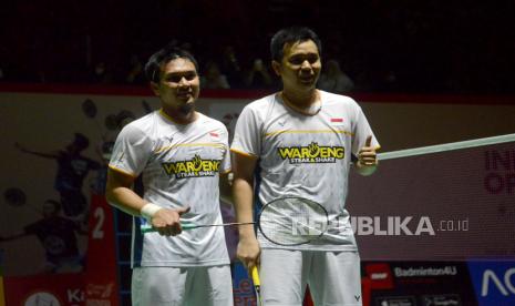 Pebulu tangkis ganda putra Indonesia Mohammad Ahsan dan Hendra Setiawan.