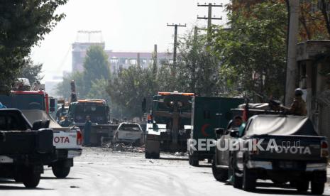  Lokasi ledakan di Kabul, Afghanistan, 09 September 2020. Menurut laporan awal, sedikitnya 2 orang tewas terbunuh dan 12 lainnya luka-luka dalam pengusiran yang menargetkan Wakil Presiden Afghanistan Amrullah Saleh.