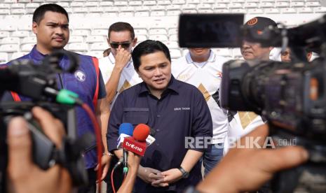 Ketua Umum PSSI Erick Thohir menghadiri Opening Ceremony Asiana Cup 2023 di Stadion Utama GBK, Jakarta, Kamis (26/10/2023).