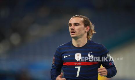  Antoine Griezmann dari Prancis beraksi selama pertandingan sepak bola Grup D kualifikasi Piala Dunia FIFA 2022 Prancis vs Ukraina di Saint Denis, di luar Paris, Prancis, 24 Maret 2021.