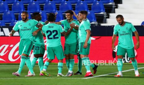 Skuat Real Madrid saat menghadapi Leganes, Senin (20/7).