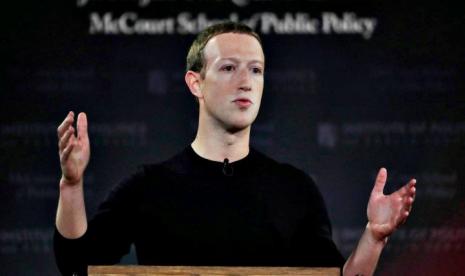 Facebook Chairman and CEO Mark Zuckerberg addresses the audience on 