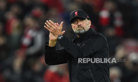 Pelatih Liverpool, Juergen Klopp, bereaksi setelah pertandingan lawan Rangers di laga penyisihan Grup A Liga Champions UEFA.