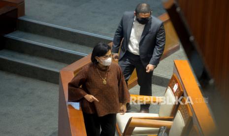 Menteri Keuangan Sri Mulyani saat menghadiri Rapat Paripurna ke-24 DPR RI masa persidangan V tahun sidang 2021-2022 di Kompleks Parlemen, Senayan, Jakarta, Selasa (31/5/2022). Pemerintah memproyeksikan inflasi sebesar dua persen sampai empat persen pada 2023. 