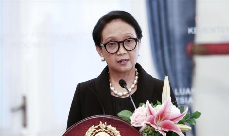  Menlu RI Retno Marsudi menyinggung soal pakta pertahanan trilateral AUKUS.