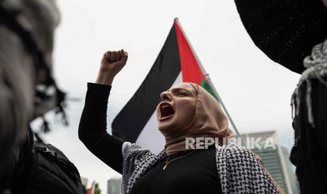 Demonstrasi Pro-Palestina di Hyde Park di Sydney, Australia, 12 November 2023. 