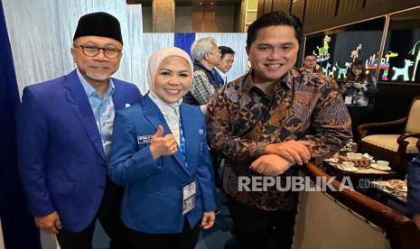 Erick Thohir bersama Ketum PAN, Zulkifli Hasan dan Intan Fauzi