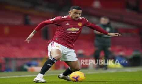 Mason Greenwood dari Manchester United beraksi selama pertandingan sepak bola Liga Utama Inggris antara Manchester United dan Sheffield United di Manchester, Inggris, 27 Januari 2021.