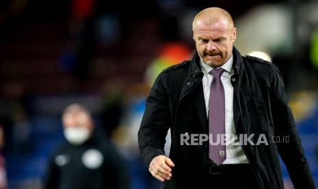 Reaksi pelatih Burnley Sean Dyche setelah pertandingan sepak bola Liga Primer Inggris antara Burnley dan Liverpool.