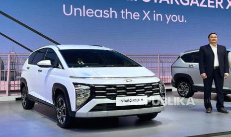 PT Hyundai Motor Indonesia (HMID) resmi meluncurkan produk terbarunya, Hyundai Stargazer X di pameran GAIKINDO Indonesia International Auto Show (GIIAS) 2023 di ICE BSD City, Tangerang, Kamis (10/8/2023). 