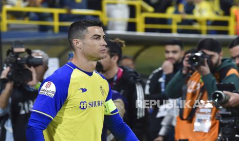 Bintang Al Nassr dan timnas Portugal, Cristiano Ronaldo. Ronaldo mengucapkan selamat kepada tim sepak bola putri Al Nassr yang berhasil memenangkan gelar juara Liga Primer Wanita Arab Saudi pertama pada 2023.