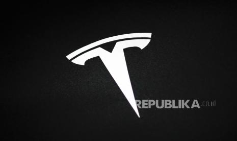 A Tesla logo during the company. 