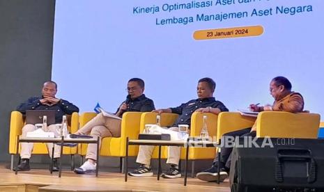 Lembaga Manajemen Aset Negara menggelar Media Briefing di Jakarta, Selasa (23/1/2024). LMAN telah mengucurkan dana sebesar Rp 18,21 triliun guna pengadaan lahan Proyek Strategis Nasional (PSN)