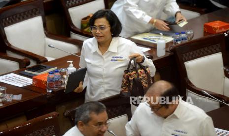 Menteri Keuangan Sri Mulyani Indrawati. Kementerian Keuangan mencatat realisasi belanja kementerian/lembaga (K/L) melalui belanja pegawai telah mencapai Rp 134,2 triliun pada semester I 2023.  