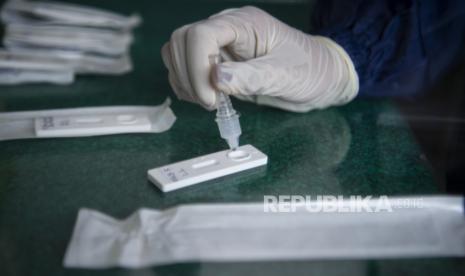 Petugas kesehatan memeriksa hasil spesimen tes usap antigen di Stasiun Kertapati Palembang, Sumatera Selatan, Rabu (13/1/2021). PT KAI Divre III Palembang menyediakan layanan tes usap antigen COVID-19 bagi para calon penumpang kereta api tujuan Palembang-Lubuklinggau dan Palembang-Lampung dengan biaya Rp105 ribu. 