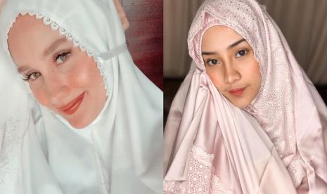 Cinta Laura dan Anya Geraldine: Saat Cinta Laura dan Anya Geraldine Pakai Mukena