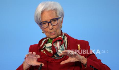 Presiden Bank Sentral Eropa (ECB) Christine Lagarde. Lagarde sangat yakin AS tidak akan membiarkan negara itu gagal bayar atas utangnya sendiri selama wawancara di sebuah televisi, Ahad (16/4/2023).