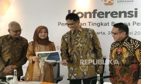 Konferensi Pers Lembaga Penjamin Simpanan (LPS) mengenai tingkat suku bunga penjaminan, Selasa (30/1/2024). 