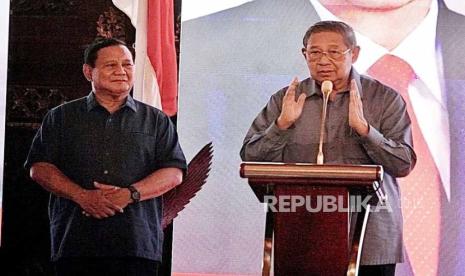 Ketua Majelis Tinggi Partai Demokrat Susilo Bambang Yudhoyono (SBY) dan Ketua Umum DPP Partai Gerindra Prabowo Subianto.