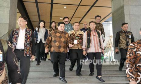 Menteri BUMN Erick Thohir meresmikan kawasan Meeting Incentive Conference and Exhibition (MICE) Golo Mori Convention Center (GMCC) di Kabupaten Manggarai Barat, Nusa Tenggara Timur (NTT), Rabu (6/12/2023).