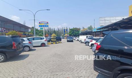 Row of parked cars in Rest Area, (illustration)