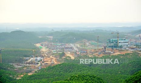 Suasana proyek pembangunan IKN Nusantara.