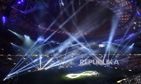 Upacara penghargaan berlangsung setelah Final Piala Dunia FIFA 2022 antara Argentina dan Prancis di stadion Lusail, Lusail, Qatar, 18 Desember 2022.