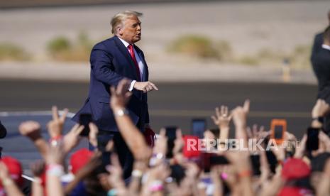 Presiden Donald Trump berkampanye, ilustrasi