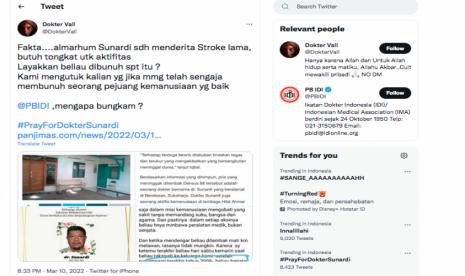 #PrayForDokterSunardi jadi trending topik twitter..