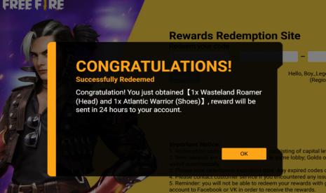 Kode Redeem Free Fire Wasteland Roamer 2022