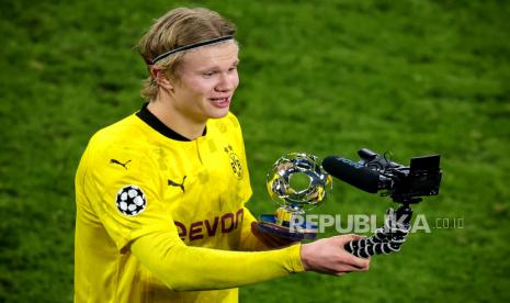 Pemain depan Borussia Dortmund Erling Haaland.