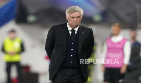  Pelatih kepala Real Madrid Carlo Ancelotti saat pertandingan final Piala Super UEFA antara Real Madrid dan Eintracht Frankfurt di Stadion Olimpiade Helsinki, Finlandia, Rabu, 10 Agustus 2022.