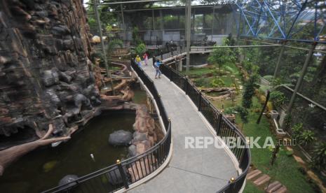 Pengunjung menikmati Kinantan Bird Park yang baru dibuka di Taman Marga Satwa Budaya dan Kinantan (TMSBK), Bukittinggi, Sumatera Barat, Selasa (6/10/2020). Kandang aviary Kinantan Bird Park yang merupakan terbesar di Sumatera itu sudah bisa dinikmati dan dibuka untuk umum sebagai sarana edukasi dan konservasi bagi pengunjung, dengan koleksi puluhan jenis burung. Meriahkan Hari Jadi, Pemkot Bukittinggi Gratiskan Objek Wisata Berbayar