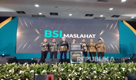 Public Expose dan Grand Launching Brand BSI Maslahat di Gedung Smesco Indonesia, Jakarta Selatan, Senin (30/1/2023). 