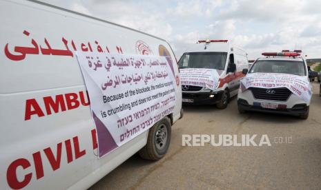 Ilustrasi ambulans dari sejumlah rumah sakit di Palestina.