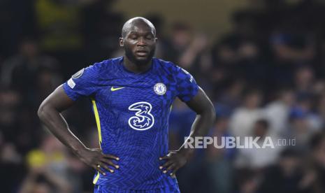  Reaksi Romelu Lukaku dari Chelsea setelah mencetak keunggulan 1-0 dalam pertandingan sepak bola grup H Liga Champions UEFA antara Chelsea FC dan Zenit St. Petersburg di London, Inggris, 14 September 2021.