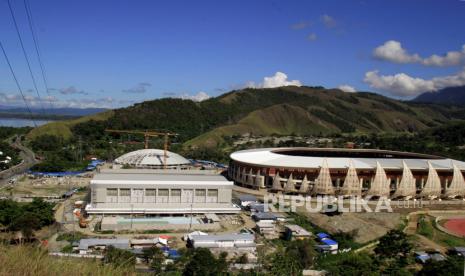 Suasana Lokasi Venue Pon 2020 Papua, Kampung Harapan, Sentani, Jayapura, Papua, Kamis (16/4/2020). Menpora bersama Komisi X DPR sepakat menunda pelaksanaan PON XX Papua yang rencananya akan berlangsung pada 20 Oktober - 2 November 2020 karena persiapan terkendala pandemi COVID-19, untuk pelaksanaannya akan dikonsultasikan dengan Presiden Joko Widodo