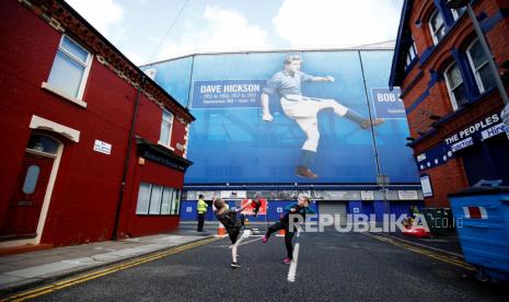 Salah satu sudut markas klub Everton di Goodison Park, Liverpool, Inggris.