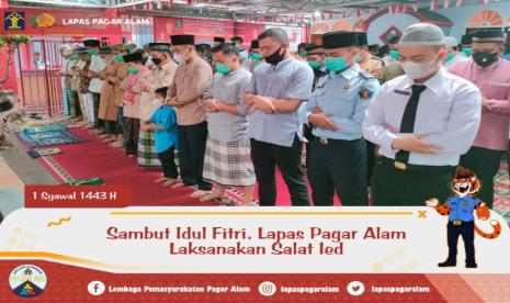 Sambut Idul Fitri, Lapas Pagar Alam Laksanakan Sholat Ied