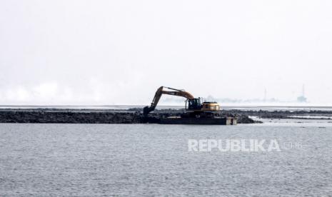 Kondisi kolam penampungan lumpur Lapindo di Porong, Sidoarjo, Jawa Timur, Jumat (22/1/2021), yang mengandung potensi mineral logam tanah jarang (LTJ) atau rare earth element.