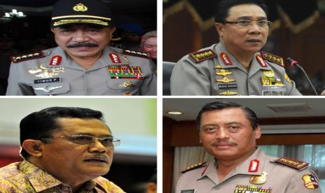 Mantan Kapolri (arah jarum jam), Jenderal (Pol) Timur Pradopo,Jenderal (Pol) Bambang Hendarso Danuri, Jenderal (Pol) Sutanto, Jenderal (Pol) Da