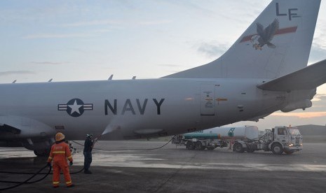  Pesawat pengintai P-8A Poseidon milik Angkatan Laut Amerika Serikat. Angkatan laut Amerika Serikat, Israel, Bahrain, dan UEA gelar latihan di Laut Merah. Ilustrasi.