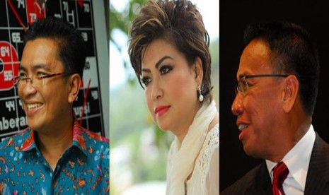 Artis yang Maju di Pilkada, Helmi Yahya (kiri), Maya Rumantir (tengah), Dedi Gumelar/ Miing (kanan).