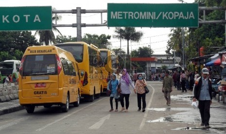 Suasana Terminal Bus Senen Jakarta nampak sepi, Senin (21/12), tak terlihat bus Metromini yang biasa mangkal di terminal.