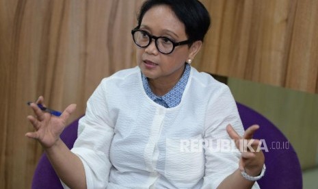 Menteri Luar Negeri Retno Marsudi saat diwawancarai Republika di Jakarta, Ahad (7/10).