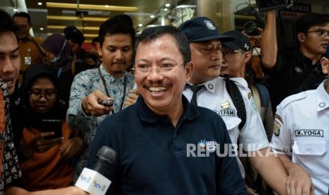 Menteri Kesehatan Terawan menghadiri pertemuan di Kantor Pusat BPJS Kesehatan, Jalan Letjend Suprapto, Cempaka Putih, Jakarta, Jumat (25/10/2019).